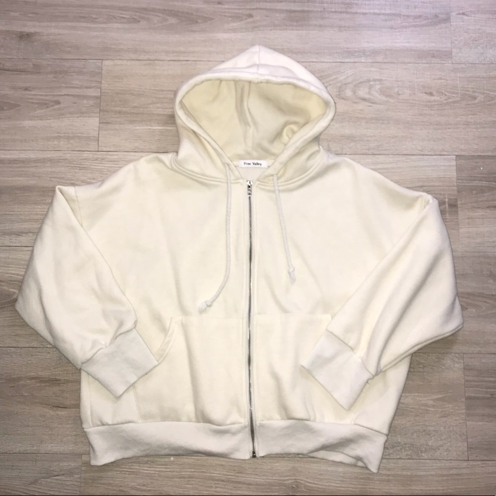 Cozy Cream Ivory Zip Up Hoodie